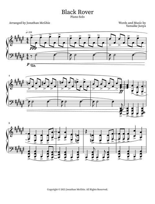 Black Rover (Arr. Jonathan McGhie) - Vickeblanka (Piano Solo)
