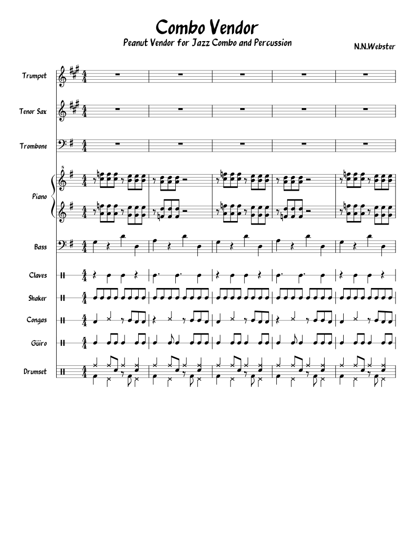 Combo Vendor Sheet music for Piano, Trombone, Saxophone tenor, Trumpet