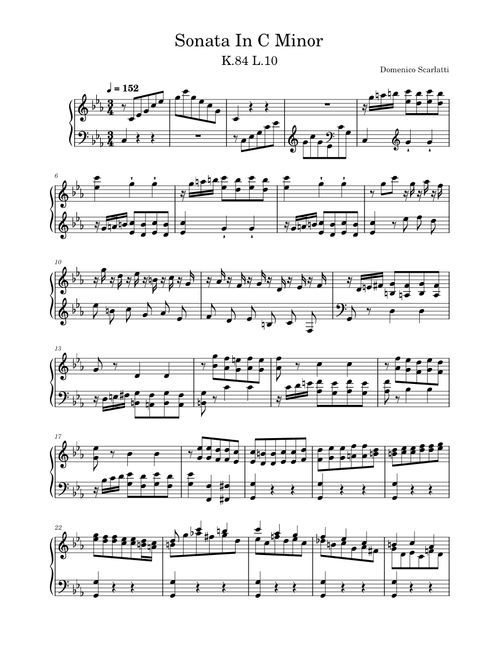 Sonata K.84 L.10 (Sonata in C minor) – Domenico Scarlatti Sonata in C minor K.84 L.10