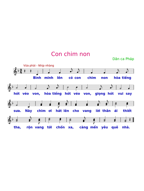 Con chim non - Dân ca Pháp