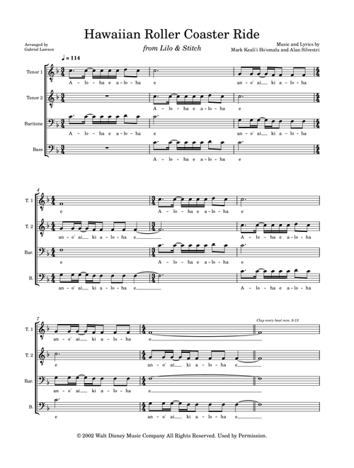 Hawaiian Roller Coaster Ride (Arr. Gabriel Lawson) - Alan Silvestri, Mark Keali'i Ho'omalu (Choral, TTBB)