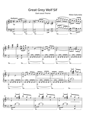 Great Grey Wolf Sif - Motoi Sakuraba Sheet Music with Chords for Piano ...