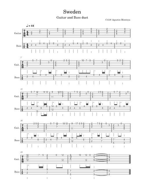 Sweden – C418 Sweden – Guitar and Bass tab