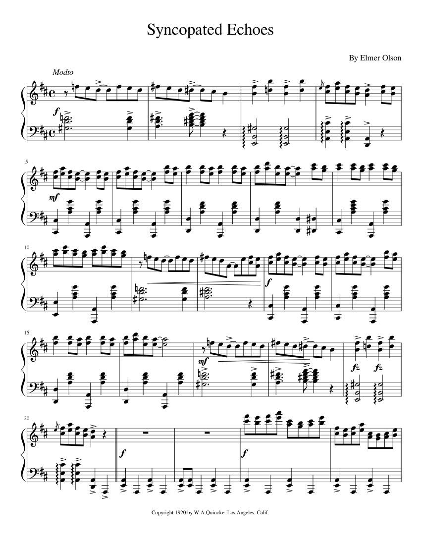 Syncopated Echoes Sheet music for Piano (Solo) | Musescore.com