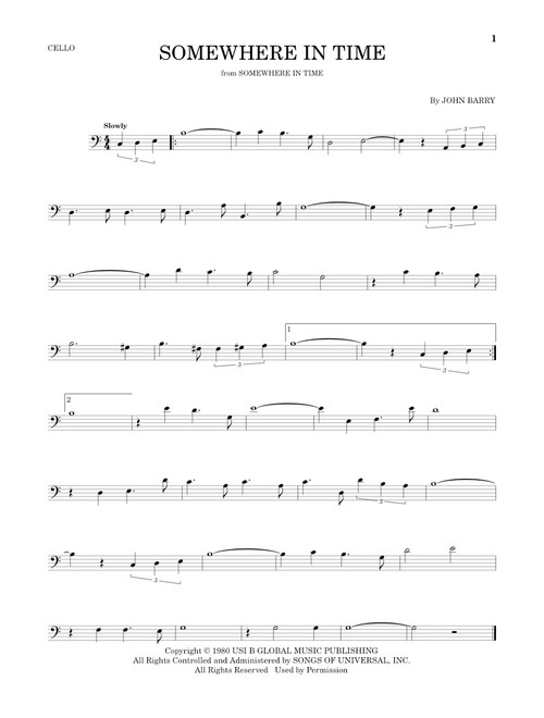 Somewhere In Time - John Barry (Cello Solo)