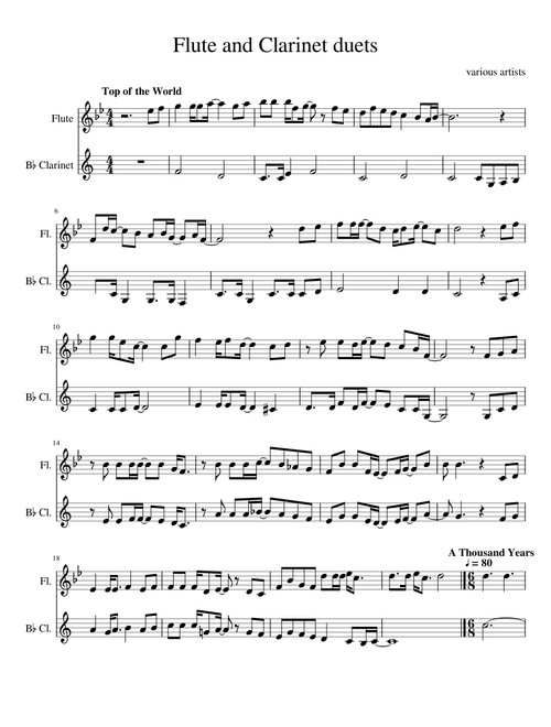 Flute and Clarinet duets