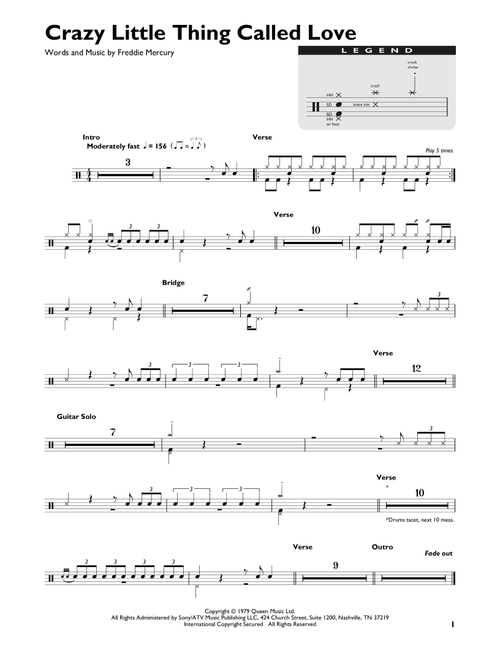 Crazy Little Thing Called Love - Queen (Drum Chart)