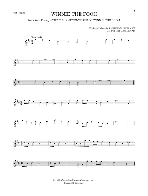 Winnie The Pooh (from The Many Adventures Of Winnie The Pooh) - Sherman Brothers, Robert B Sherman, Richard M Sherman (Tenor Sax Solo)