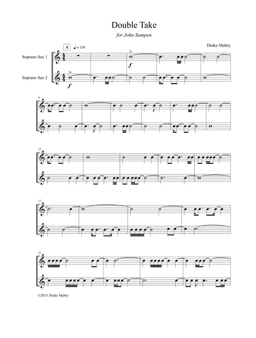 Double Take (saxophones) - Drake Mabry (Soprano Sax Duet)