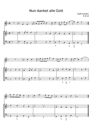 Nun danket alle Gott - Gaël Liardon Sheet Music for Violin, Cello ...