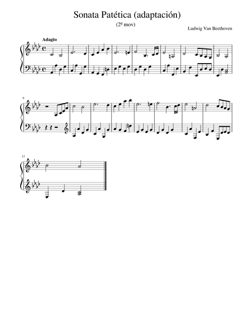 Sonate No. 8 “Pathétique”, 2nd Movement - Op. 13 – Ludwig van Beethoven Sonata Patética