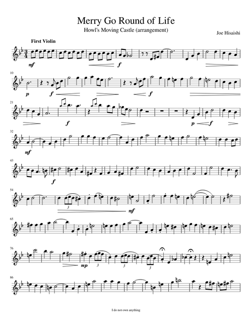 Merry Go Round of Life (First Violin) – Joe Hisaishi