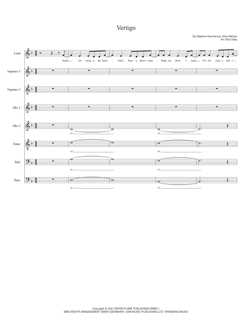 Vertigo (Arr. Rob Dietz) - Alice Merton (Choral, SATB divisi)