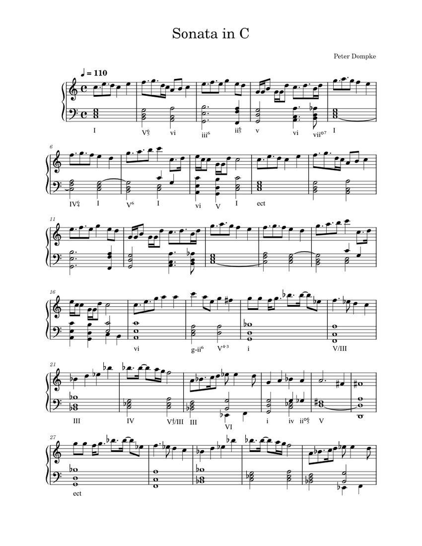 Sonata in C Sheet Music with Chords for Piano (Solo) easy | MuseScore.com