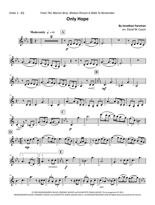 Only Hope (Arr. David W. Cason) - Mandy Moore (String Quartet)