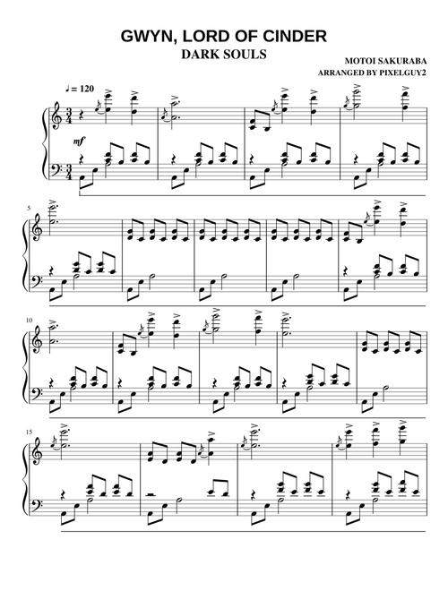 Gwyn, Lord of Cinder - for one piano