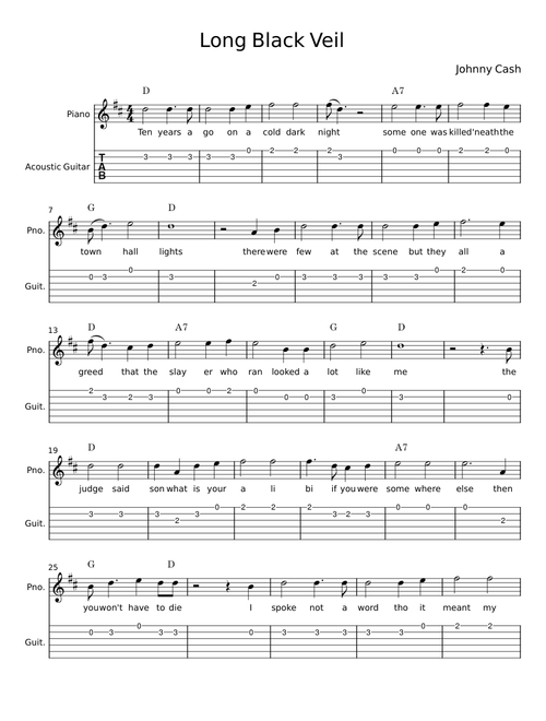 Long black veil - Johnny Cash