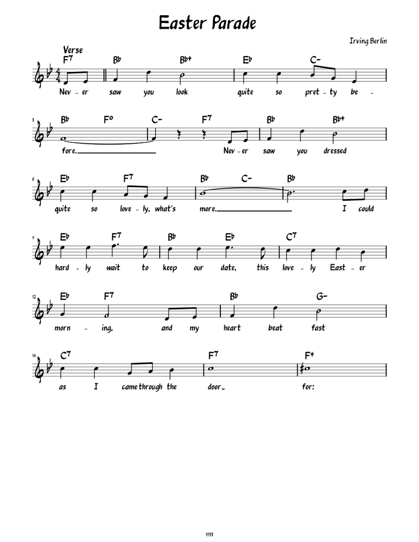 Easter Parade (Lead sheet with lyrics ) Sheet music for Piano (Solo ...