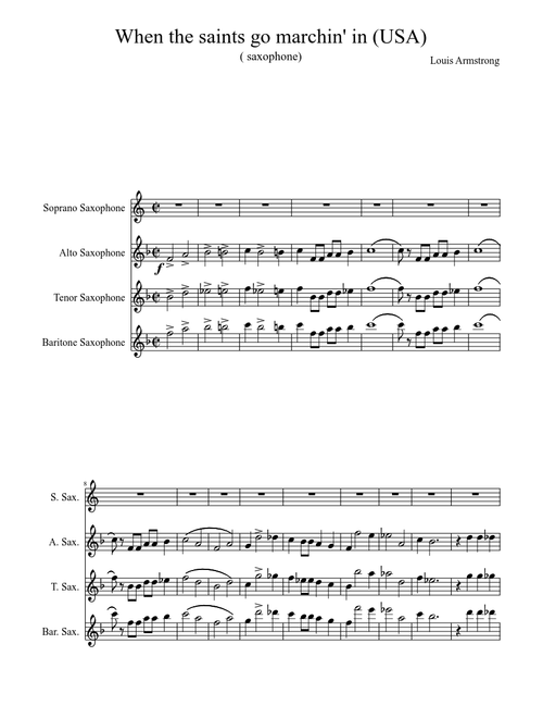 When the saints go marchin' in (USA) - saxophone quartet 