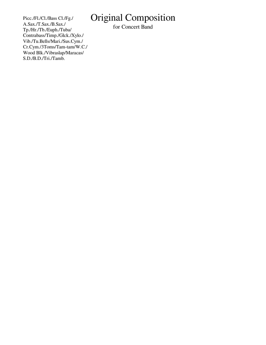Original Composition Sheet Music for Trombone, Euphonium, Tuba, Flute ...