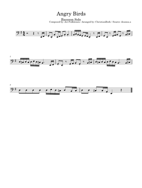 Angry Birds Theme – Ari Pulkkinen Angry birds Theme Bassoon Solo