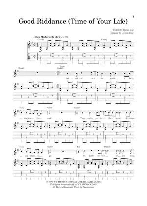 Good Riddance Tabs In Numbers Play Official version of Good Riddance (Time of Your Life) Sheet Music ...