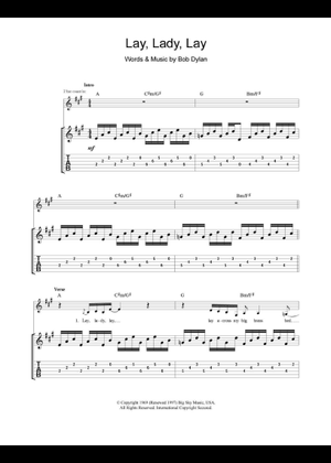 Play Official version of Lay lady lay Sheet Music by Bob Dylan for ...
