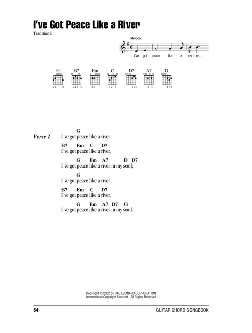 I've Got Peace Like A River - Traditional (Guitar Chords-Lyrics)