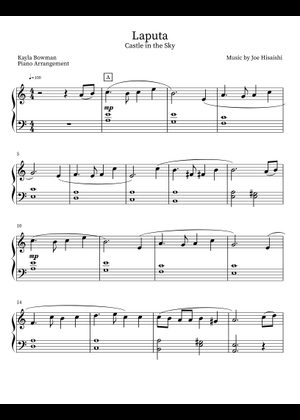 Play Official version of Laputa Sheet Music by Joe Hisaishi (久石
