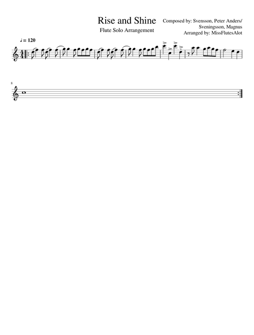 Rise and Shine Flute Solo Arrangement