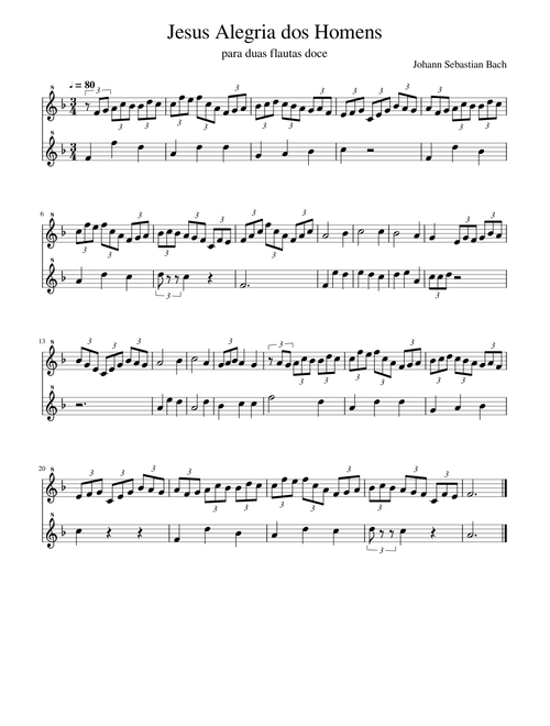 Jesu, joy of man's desiring Recorder Duet
