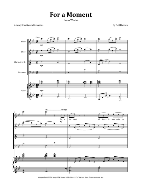For A Moment (Arr. Glauco Fernandes) - Neil Hannon (Woodwind Ensemble)