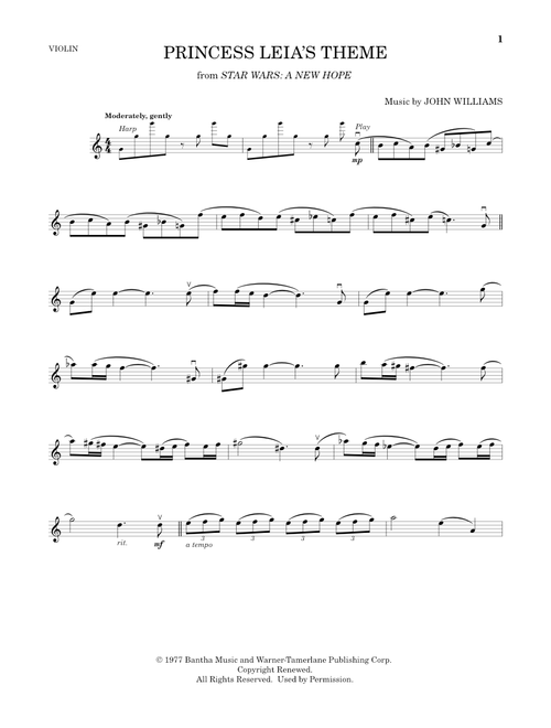 Princess Leia's Theme (from Star Wars: A New Hope) - John Williams (Violin Solo)