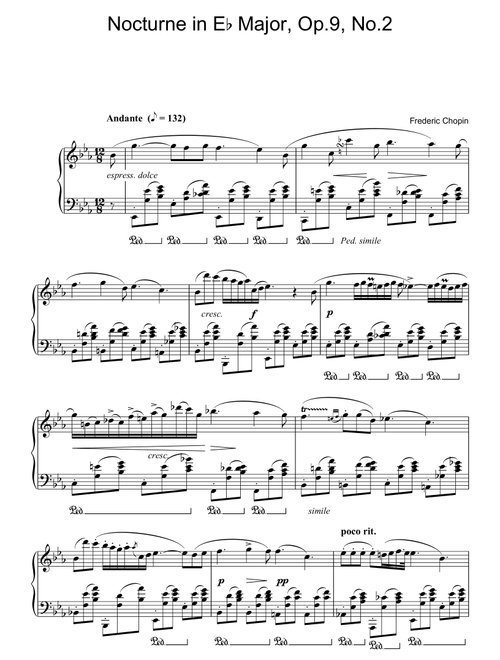 Nocturne In Eb Major, Op. 9, No. 2 - Frederic Chopin (Piano Solo)