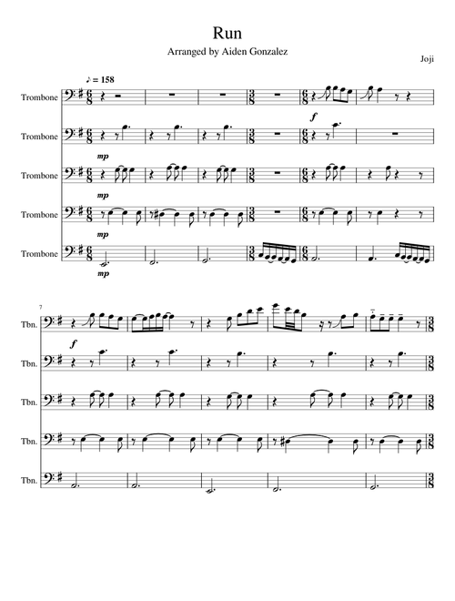Joji - Run (Trombone Quintet)