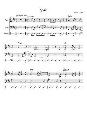 Spain – Chick Corea Sheet Music with Chords for Piano (Solo