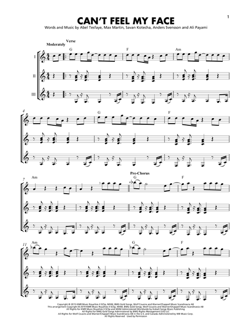 Can't Feel My Face - The Weeknd (Guitar Ensemble)