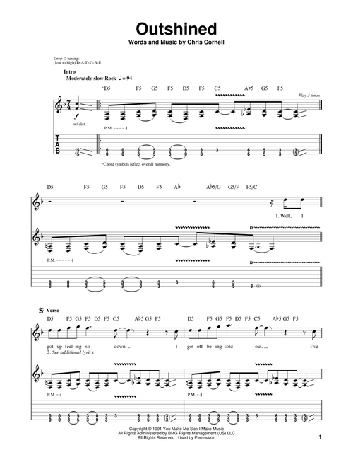 Outshined - Soundgarden (Guitar Tab Play-Along)