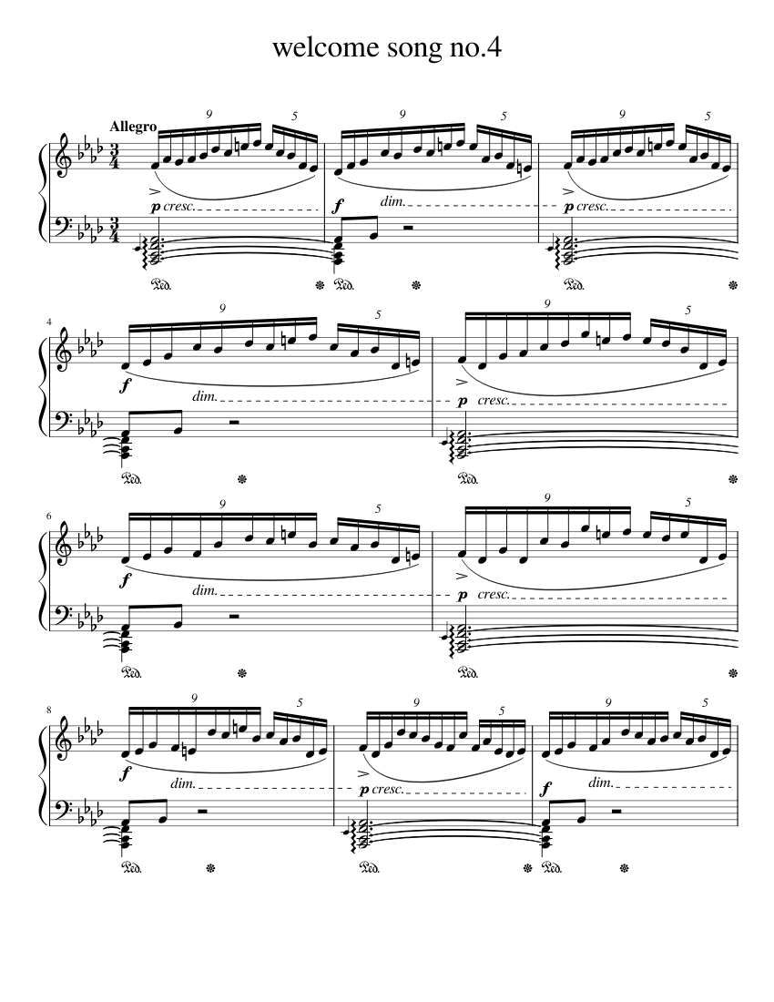 Welcome Musical Notes welcome song no.4 Sheet Music for Piano (Solo) easy | MuseScore.com
