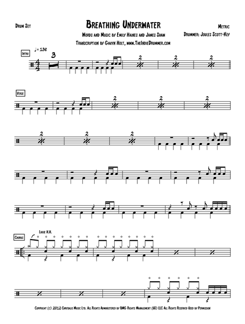 Breathing Underwater (Arr. Gavyn Holt) - James Shaw, Emily Haines (Drums)