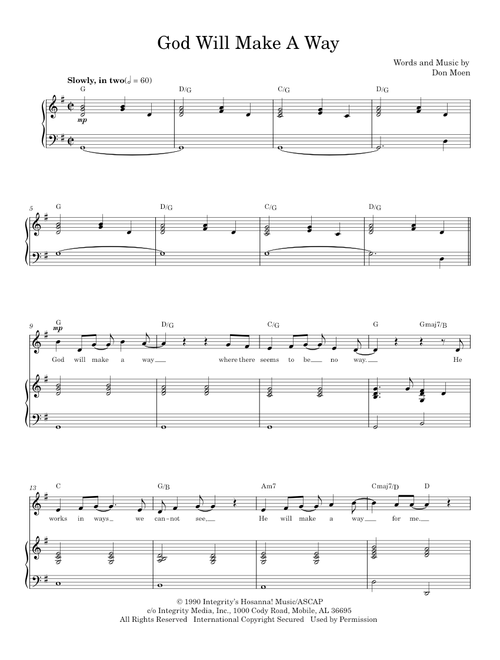 God will make a way - Don Moen (Piano Vocal)