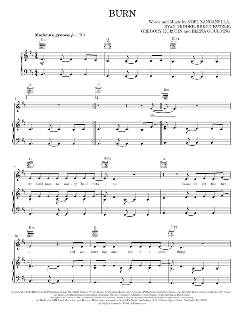 Burn - Ellie Goulding (Piano-Vocal-Guitar)