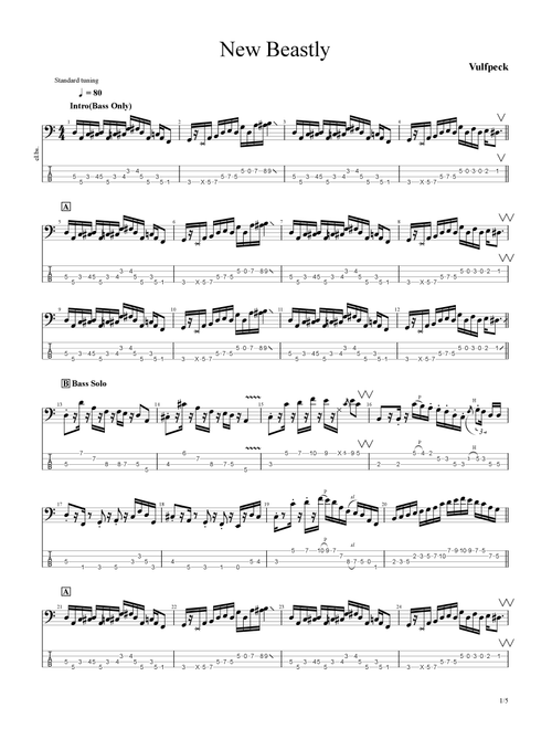 New Beastly (Arr. Vulfpeck) (Bass Tab)
