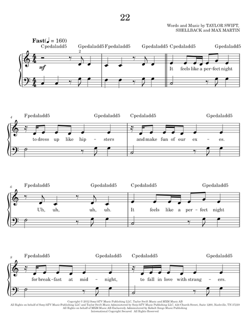 22 - Taylor Swift (Easy Piano)