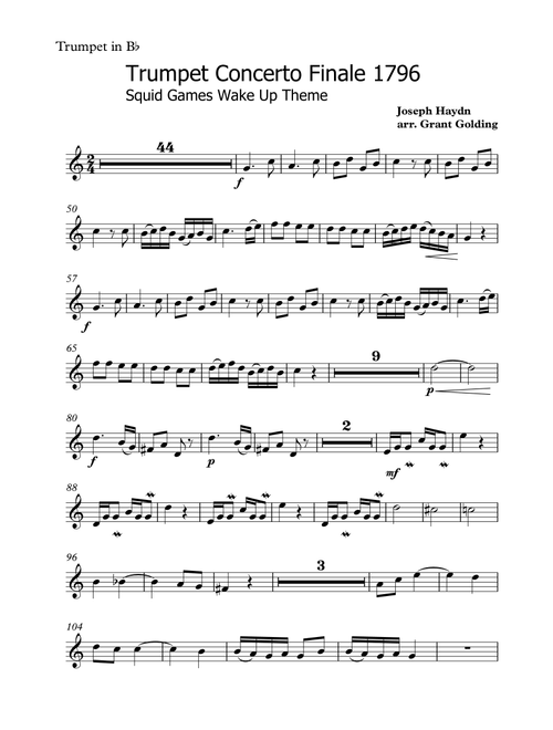 Haydn Trumpet Concerto Finale used in Squid Games (Arr. Grant Golding) (Trumpet Solo)