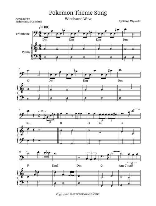 Pokemon (Arr. Jefferson LS Cassiano) - Shinji Miyazaki (Trombone and Piano)