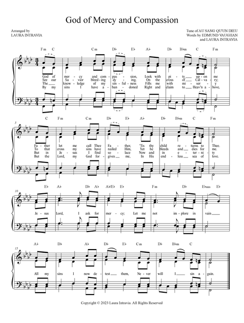 God of Mercy and Compassion (Au Sang Qu'un Dieu) - F minor (Arr. Laura Intravia) - Pergolesi / Edmund Vaughan (Piano-Vocal-Guitar (Piano Accompaniment))