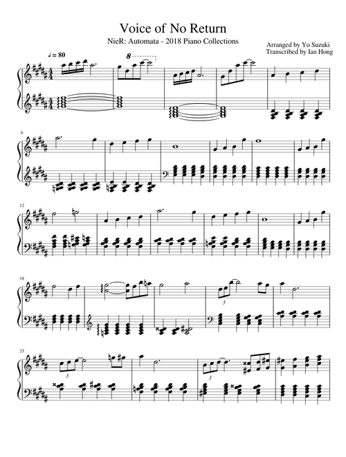 NieR: Automata - Voice of No Return (2018 Piano Collections)