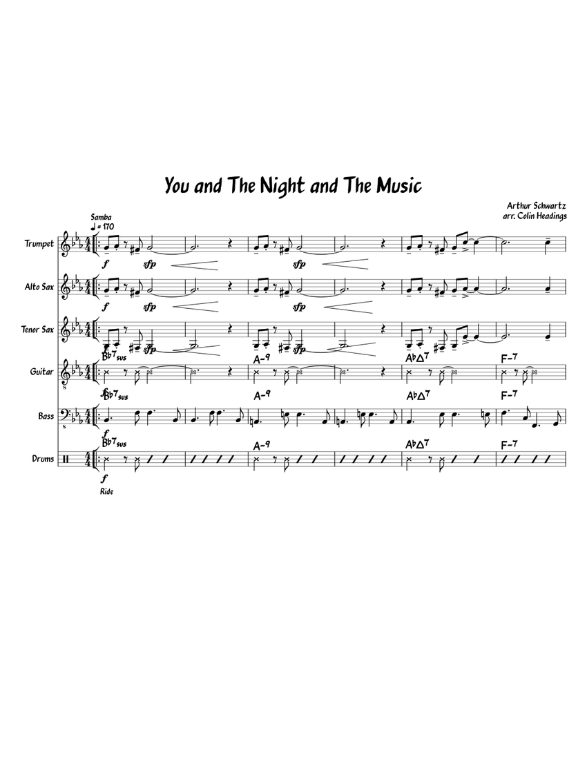 You and The Night and The Music Jazz Combo Arrangement Sheet music