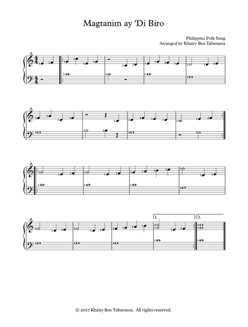 Magtanim ay 'Di Biro (Arr. Khairy Ben Tabaranza) (Easy Piano)